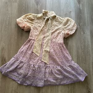 elliatt confessions purple ombre eyelet neck tie mini dress size small NEW